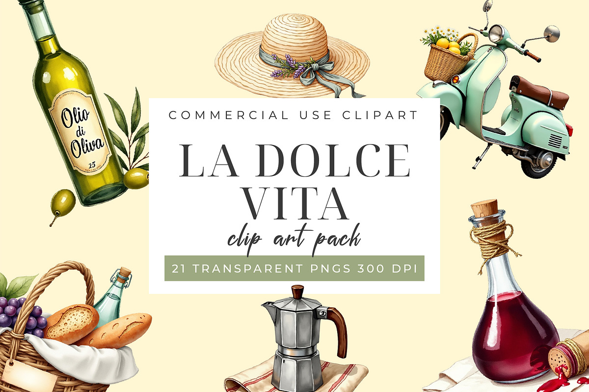 La Dolce Vita Italian Clipart PNG, an Object Graphic by Printable Pretty Studio (Photo 3 of 6)