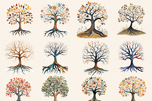 TREES WITH ROOTS CLIPART PACK