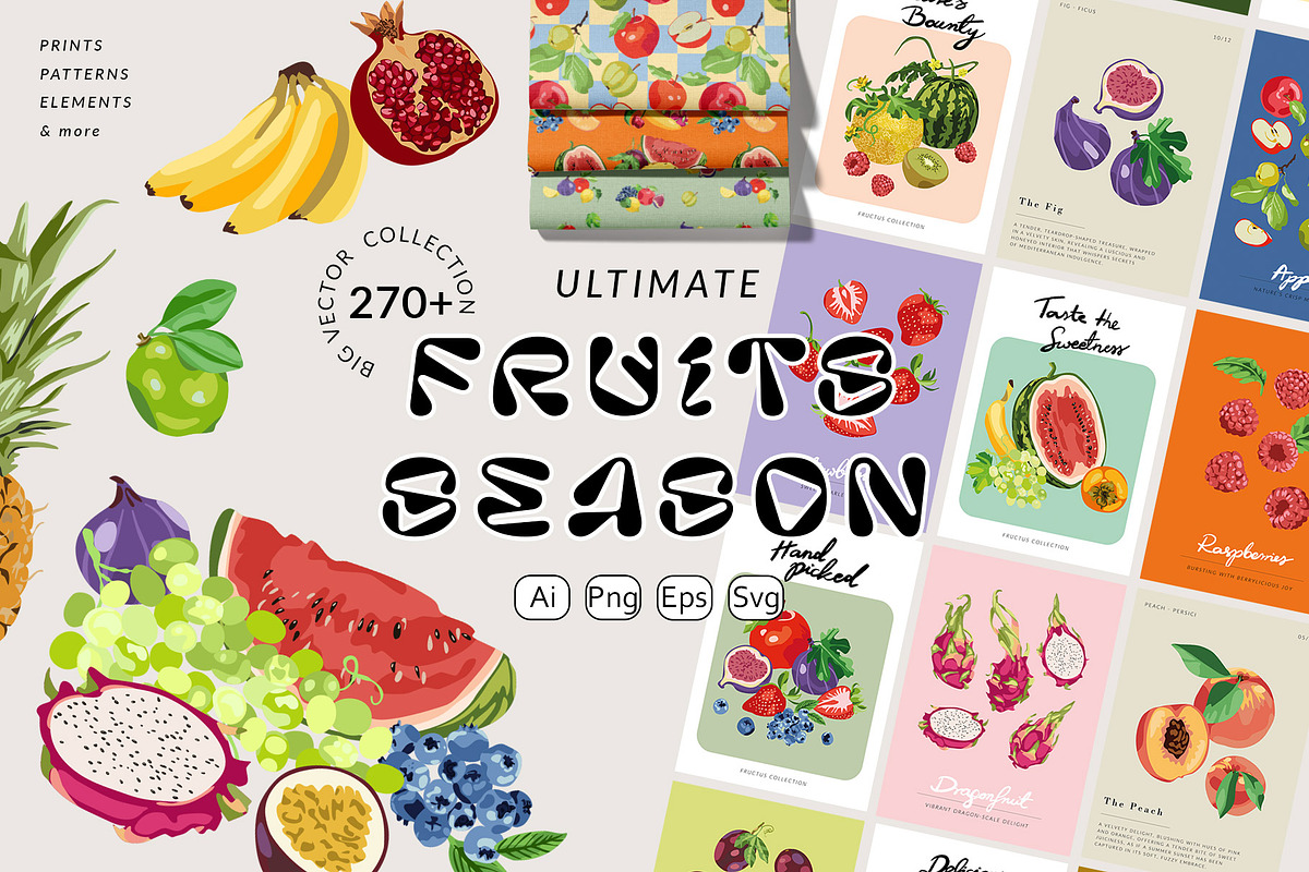Fruits Season Posters & Patterns, an Illustration by SunnyAfternoons (Photo 1 of 13)