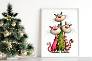 Whimsical Christmas Cats Clipart, an Illustration by Canvas Craft (Thumbnail 6 of 6)