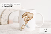 Father&Newborn Preemie Holding Hands, a Person Illustration by EkaterinaViArt (Thumbnail 2 of 3)