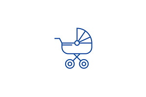 Baby Carriage Line Icon Concept