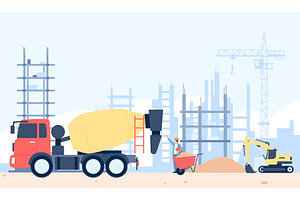 Building process on construction, an Illustration by LadadikArt