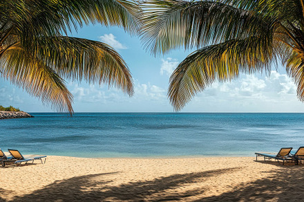 Tropical Palm Tree on a Beach, a Nature Photo by Virgo Studio