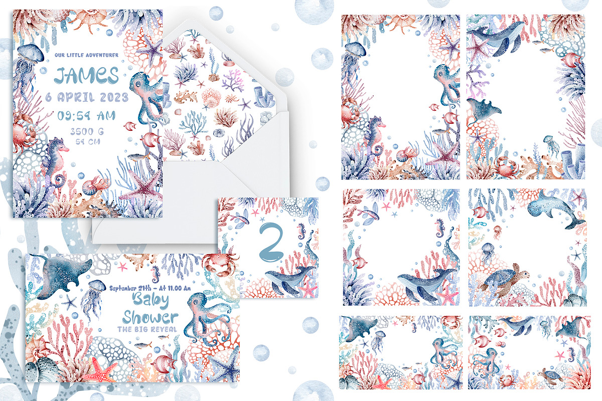 Ocean Animals Watercolor Clipart, an Animal Illustration by LenArt (Photo 10 of 16)