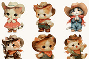 Vintage Cowboy & Cowgirl Cats, an Animal Illustration by BusyDaydesign (Thumbnail 2 of 9)