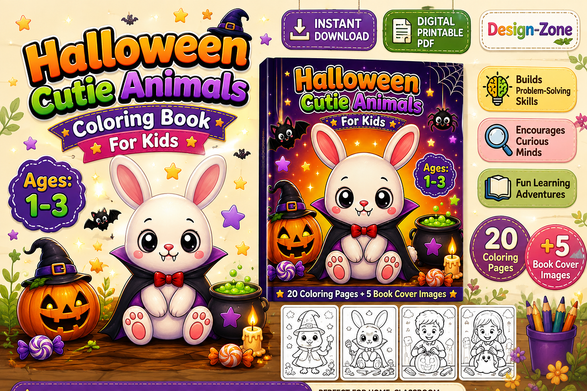 Halloween Cutie Animals Color Book, an Animal Illustration by Design Zone (Photo 4 of 7)