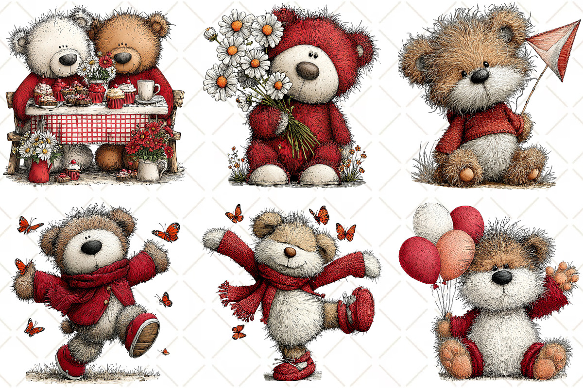 Whimsical Spring Teddy Bear Clipart, an Illustration by Black Bird Studio (Photo 5 of 5)