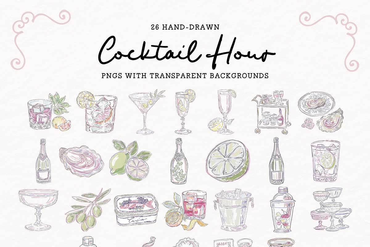 Wedding Cocktail Clipart, Bar Sign, a Food Illustration by The October Creative (Photo 2 of 16)
