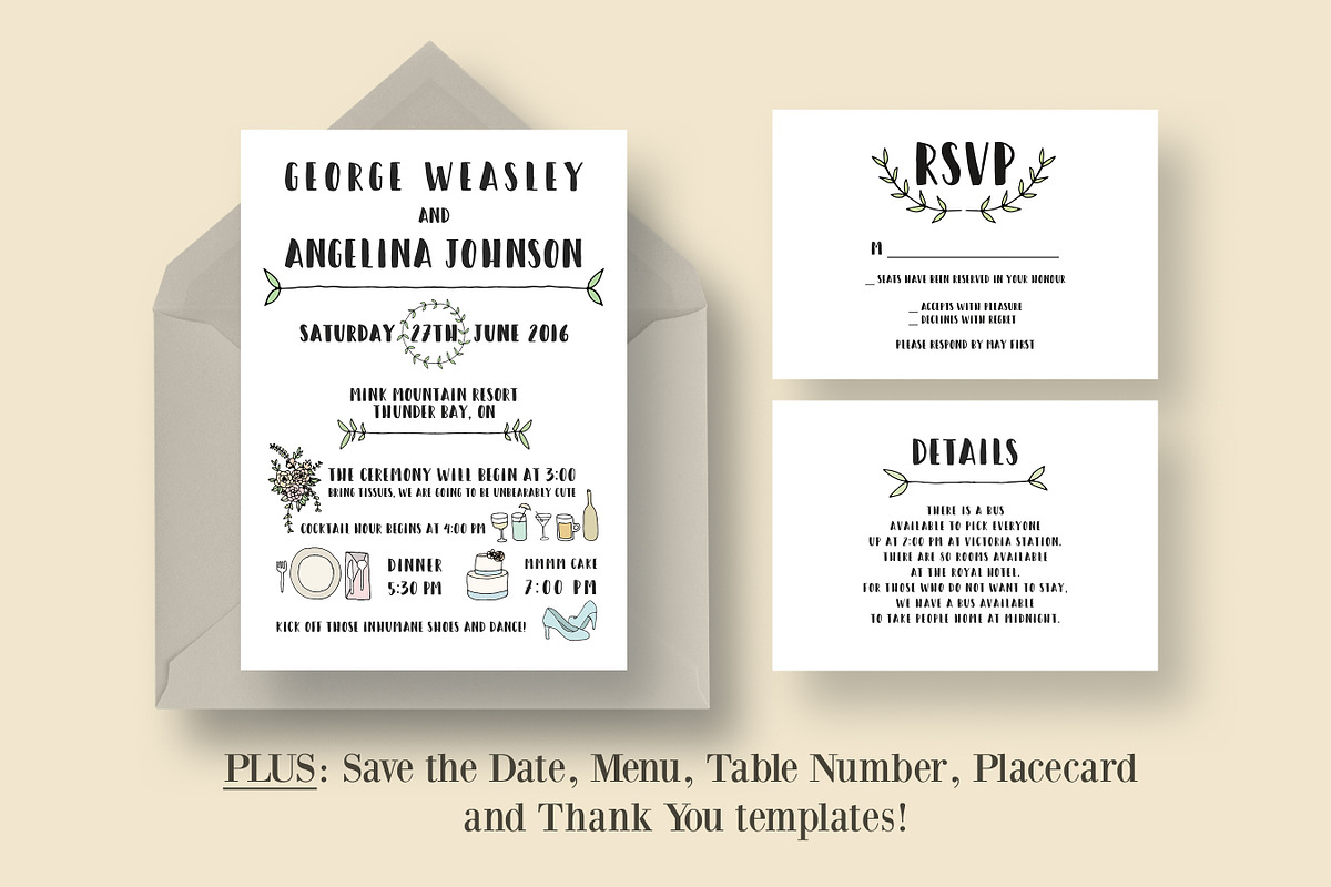 Fun Wedding Invitation Suite, an Invitation Template by Knotted Design (Photo 1 of 4)