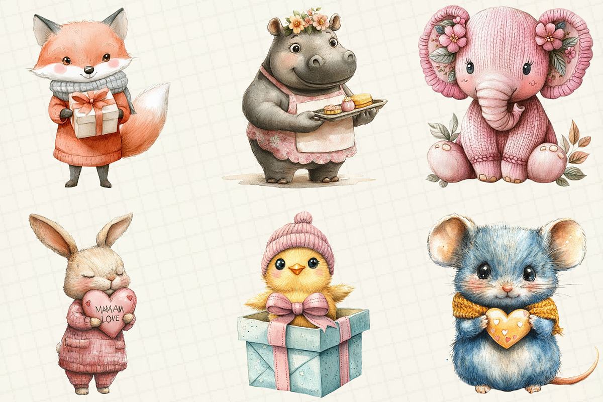 Kawaii Knitted Animals Clipart, an Illustration by OK Design (Photo 4 of 5)