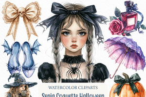 Watercolor Sepia Coquette Halloween, an Illustration by Craft Nest