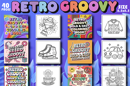 Retro Groovy Bold and Easy Coloring