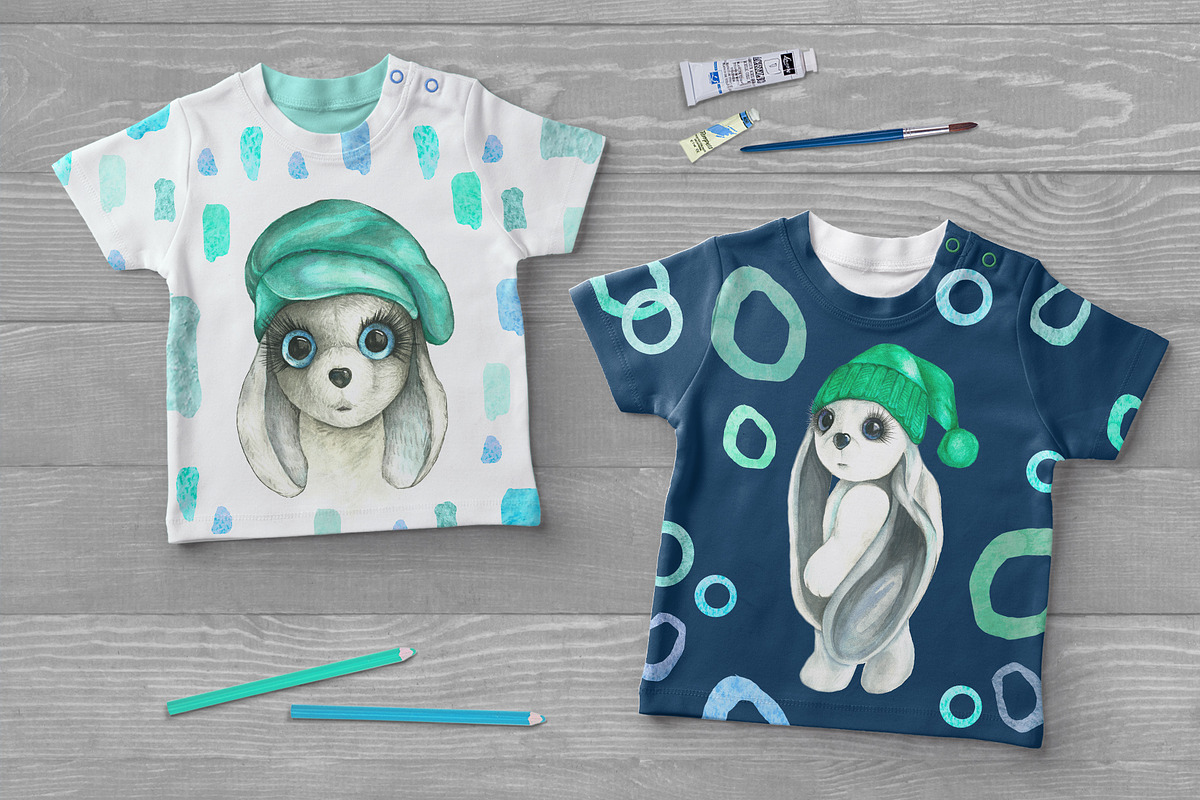 Cute rabbits in watercolors, an Animal Illustration by Art Watercolor (Photo 2 of 5)