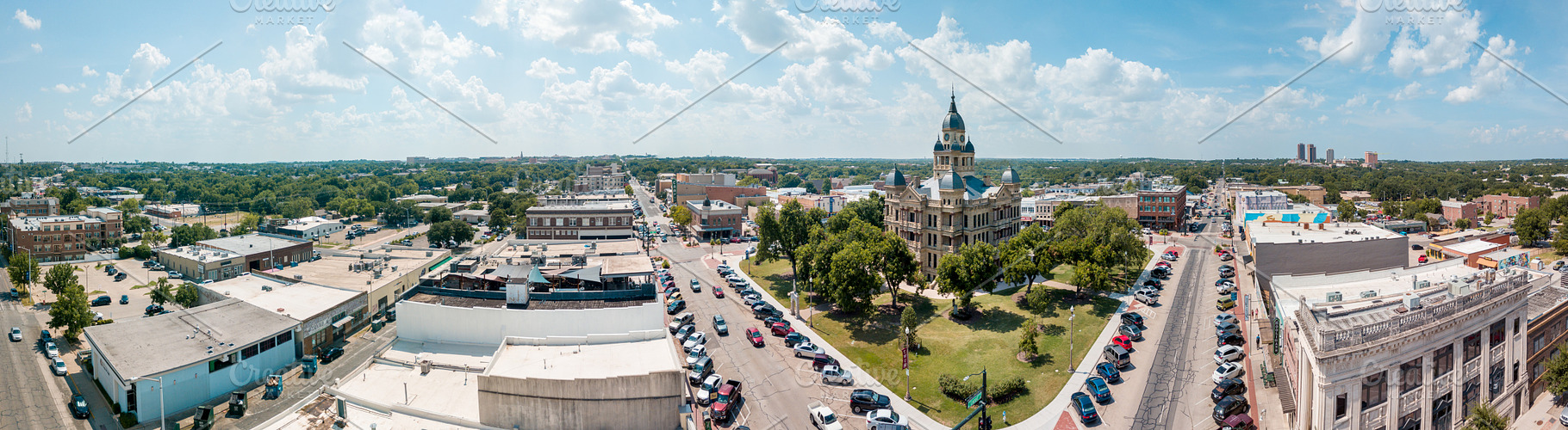 Panoramic of Downtown Denton Texas, an Architecture Photo by Will Milne Photography