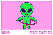Cute Alien Playing Hulahoop Cartoon, an Object Illustration by Artstorystudio (Thumbnail 1 of 3)