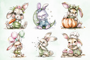 Watercolor Cute Rabbit Png Clipart, an Illustration by Creative Art (Thumbnail 3 of 7)