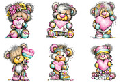 Whimsical Teddy Bear Valentine Clipa, an Illustration by CraftArtStudio (Thumbnail 4 of 6)
