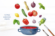 Gazpacho soup watercolor set, a Food Illustration by Nastilustra (Thumbnail 2 of 4)