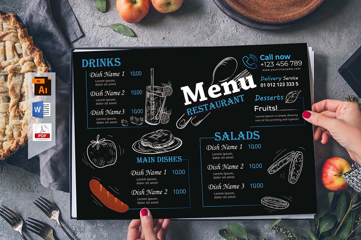 Restaurant Food Menu | Word & Ai, a Flyer Template by obayes (Photo 1 of 4)