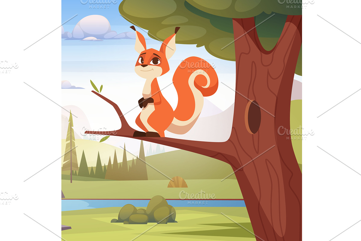Squirrel. wild animal sitting on, an Animal Illustration by Onyx