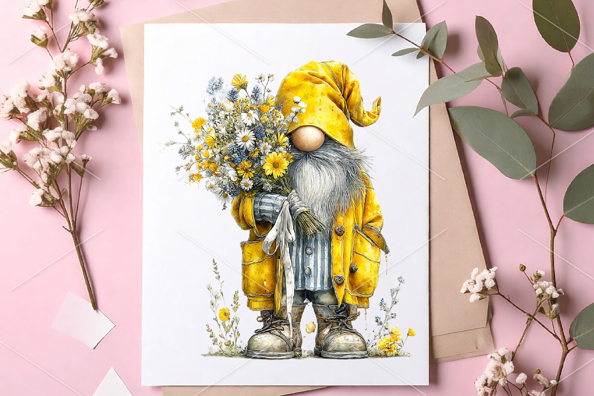 Whimsical Summer Gnome Clipart PNG, an Illustration by Canvas Craft (Photo 6 of 7)
