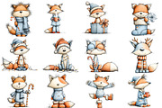 Quirky Christmas Fox Watercolor Clip, a Seasonal Illustration by YA Design (Thumbnail 3 of 7)