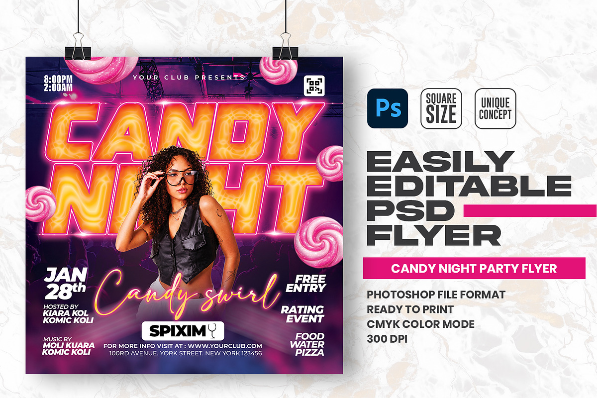 Candy Night Party Flyer Template, a Flyer Template by Shajib Shikder (Photo 1 of 2)