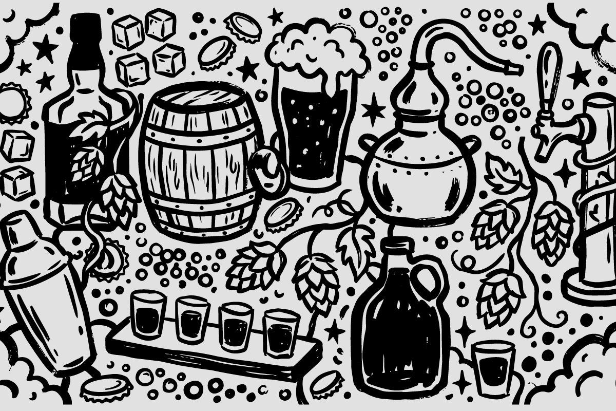Whiskey, Craft Beer & Spirits Doodle, a Food Illustration by Huza Studio (Photo 7 of 10)