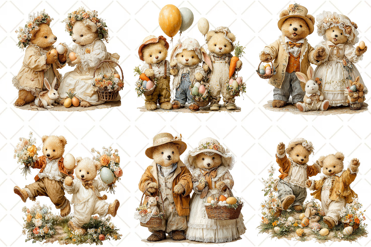 Whimsical Easter Bear Couple Clipart, an Illustration by Black Bird Studio (Photo 6 of 6)