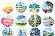 Watercolor Landscapes Clipart Set, a Seasonal Illustration by ArtCreationsDesign (Thumbnail 2 of 7)