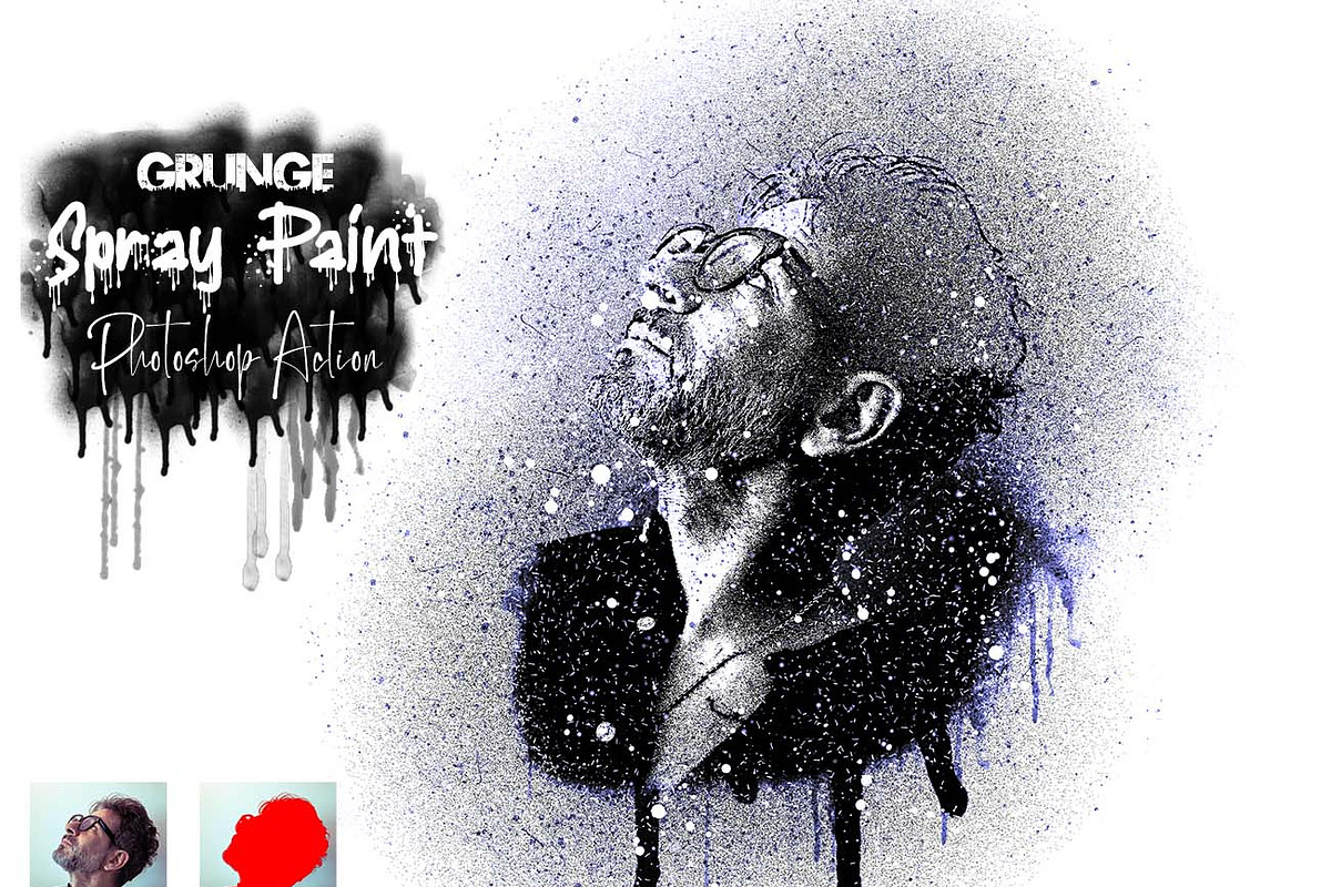 Grunge Spray Paint Photoshop Action, a Brushes & More by Studio Retouch (Photo 1 of 11)