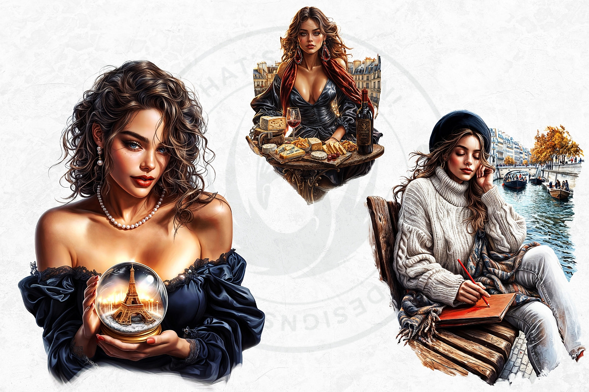 French girls clipart Set, a Person Illustration by ThatsDesignArt (Photo 9 of 10)