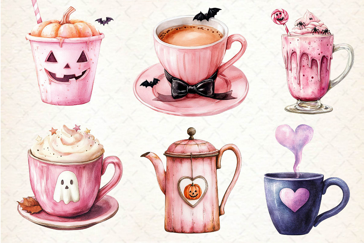 Pink Coquette Halloween Coffee Clipa, an Illustration by Dream Creation (Photo 5 of 6)