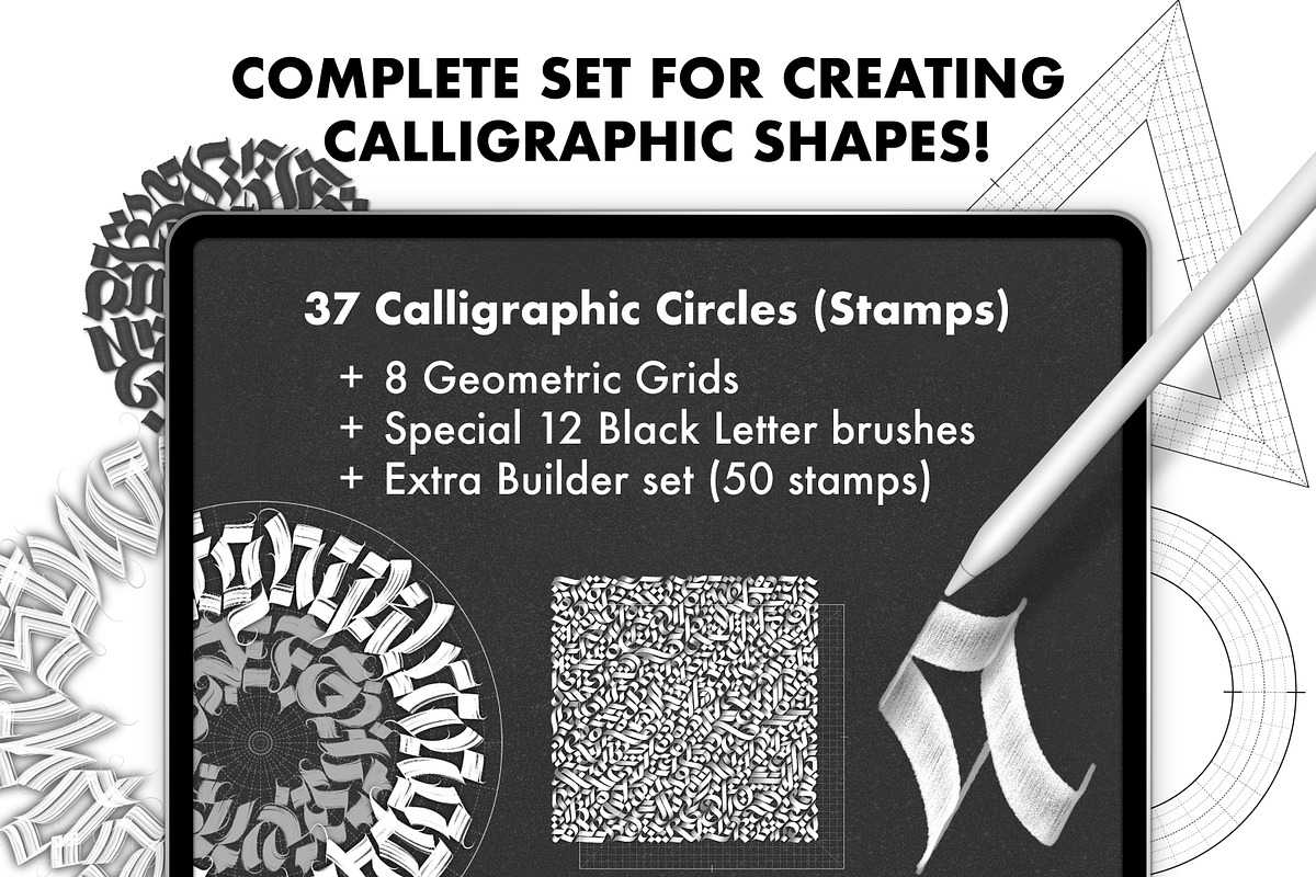 Calligraphy Shape Grids & Brushes, a Brush Add-On by Magnatype (Photo 3 of 7)