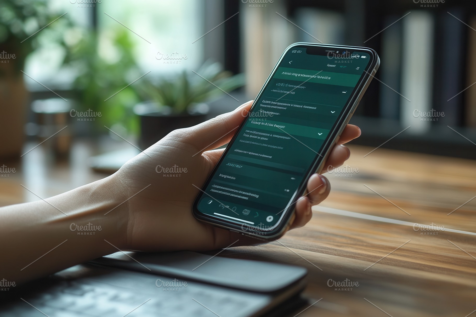Hand holding smartphone displaying a, a Photo by Tanuart