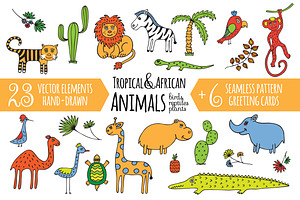 Set tropical & African animals