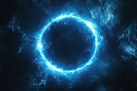 Glowing blue ring illuminates darkne, a Photo by Iftikhar Alam
