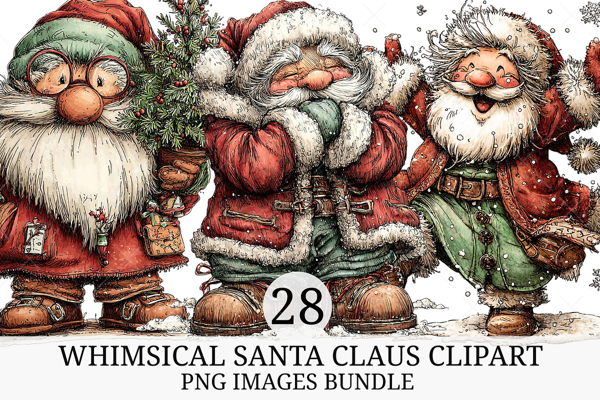 Whimsical Santa Claus Clipart, an Illustration by Craft Nest (Photo 1 of 9)
