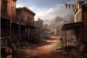 Wild West Street Town. Generate Ai