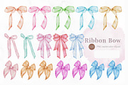 Watercolor Ribbon Bow Bundle, a Decorative Illustration by Stellalunarts (Thumbnail 1 of 7)