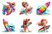 Retro Surf Clipart, a Seasonal Illustration by CreationArt (Thumbnail 3 of 4)