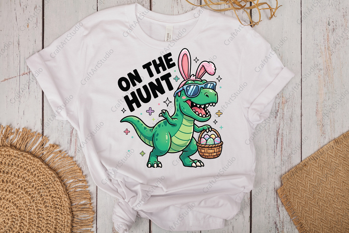 Dinosaur T Rex Easter PNG, on the Hu, an Illustration by CraftArtStudio (Photo 2 of 4)