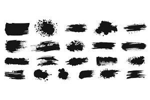 Brush strokes set. blots black, ink, an Illustration by Stock-Smart-Start