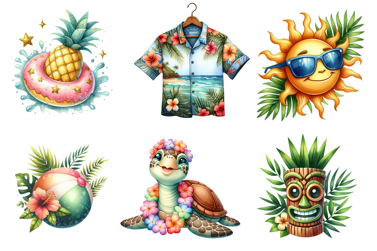 Cute Hawaii Summer Beach Sublimation, an Illustration by Watercolor design (Photo 4 of 4)