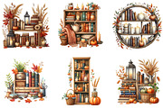 Watercolor Autumn Bookshelf Clipart, a Seasonal Illustration by DreamArtGraphic (Thumbnail 2 of 4)