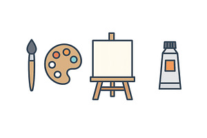 Colorful art supplies arranged for a, an Illustration by ZinetroN