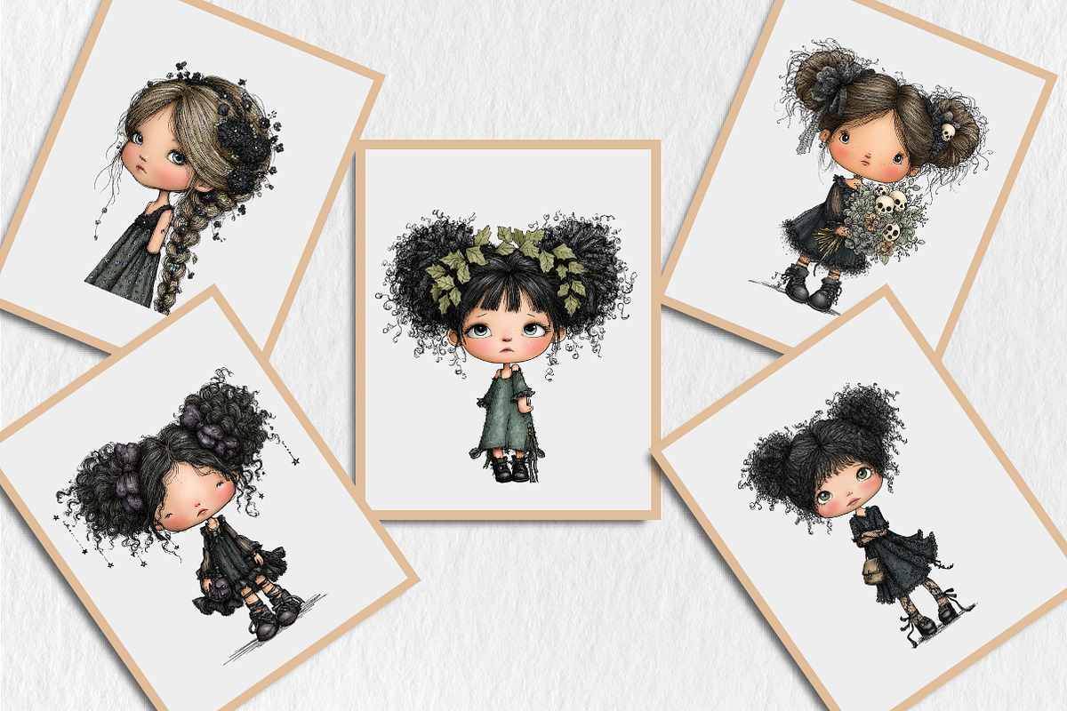 Summer Gothic Girls Clipart, a Seasonal Illustration by Rose Art (Photo 5 of 6)