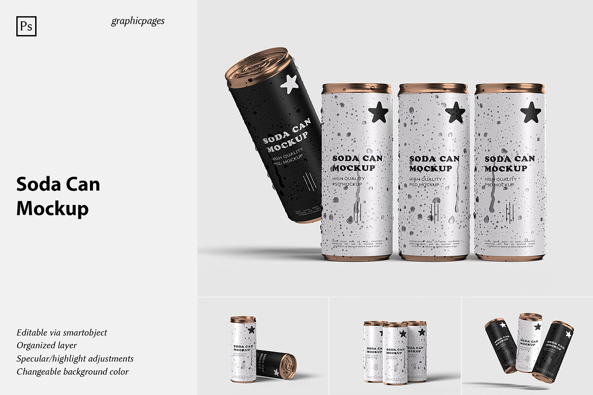 Soda Can Mockup, a Packaging Mockup by graphicpages (Photo 1 of 15)