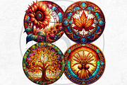 Autumn Stained Glass Round clipart, an Illustration by ThatsDesignArt (Thumbnail 7 of 10)